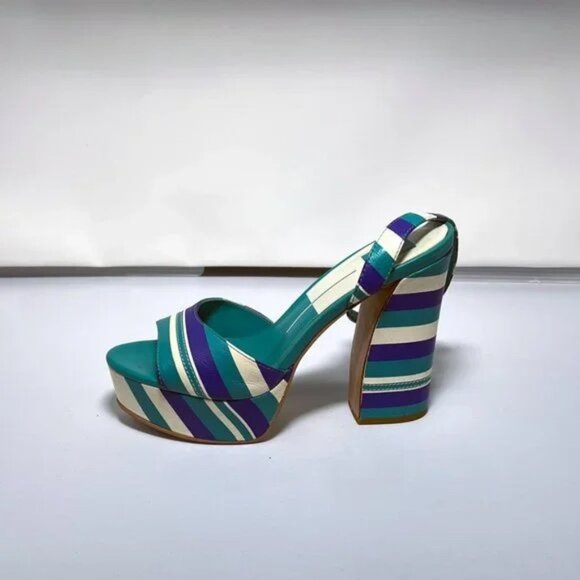 Dolce Vita Gavvin Striped Leather Platform Block Heel Sandal - Picture 5 of 8